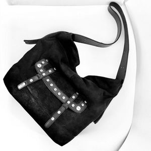 •TROUVE LARGE STUDDED HOBO BAG